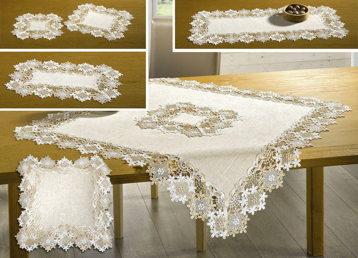 Tischdecken - Geschmackvolle Tisch- und Raumdekoration mit  Leinen, in Größe 101 (Deckchen, 35/ 50 cm) bis 404 (Kissenbezug, 40/ 40 cm), in Farbe HELLBRAUN