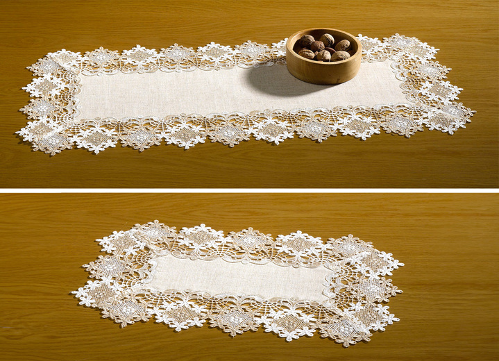 Tischdecken - Geschmackvolle Tisch- und Raumdekoration mit  Leinen, in Größe 101 (Deckchen, 35/ 50 cm) bis 404 (Kissenbezug, 40/ 40 cm), in Farbe HELLBRAUN Ansicht 1