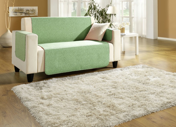 Sessel- & Sofaüberwürfe - Sessel-,Couch- und Armlehnenschoner mit Bandeinfassung, in Größe 101 (Sesselschoner, 50x150 cm) bis 865 (2 Armlehnenschoner, 50x 70 cm), in Farbe TANNE Ansicht 5