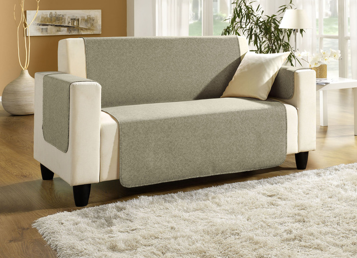 Sessel- & Sofaüberwürfe - Sessel-,Couch- und Armlehnenschoner mit Bandeinfassung, in Größe 101 (Sesselschoner, 50x150 cm) bis 865 (2 Armlehnenschoner, 50x 70 cm), in Farbe BEIGE Ansicht 25