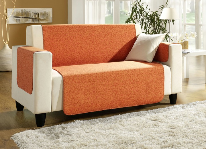 Sessel- & Sofaüberwürfe - Sessel-,Couch- und Armlehnenschoner mit Bandeinfassung, in Größe 101 (Sesselschoner, 50x150 cm) bis 865 (2 Armlehnenschoner, 50x 70 cm), in Farbe BEIGE Ansicht 14