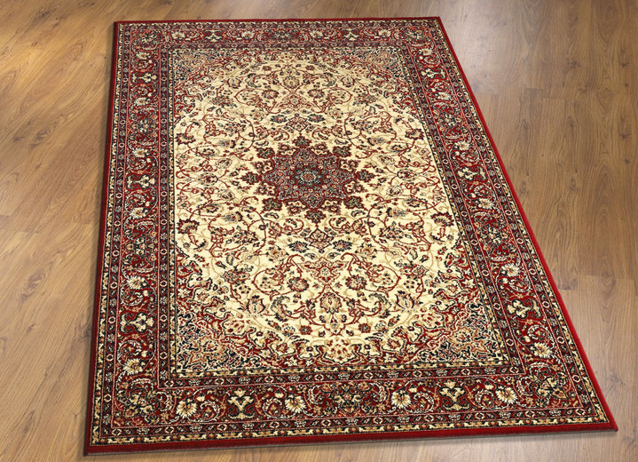 Klassisch - Brücken und Teppiche mit besonders hohe Flordichte, in Größe 111 (Brücke, 60x110 cm) bis 252 (Teppich, 165x230 cm), in Farbe BEIGE MEDAILLON