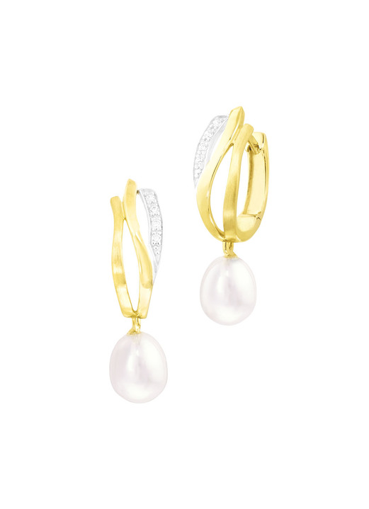 Ohrschmuck - Creolen mit Süßwasser-Zuchtperle, in Farbe  Ansicht 2