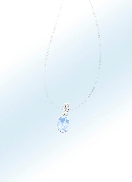 Anhänger - Wunderschöner Anhänger mit Diamanten und Aquamarin, in Farbe