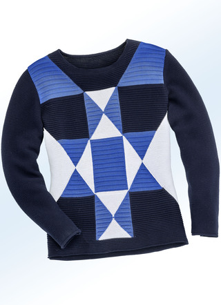 Pullover in 2 Farben mit tollem Mustermix