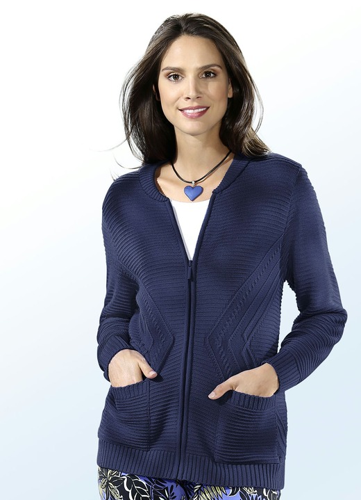Strickjacken - Strickjacke mit Strukturakzenten, in Größe 038 bis 052, in Farbe ROYALBLAU Ansicht 2