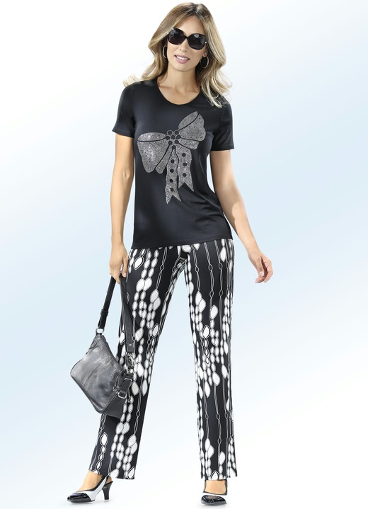 Shirts - Shirt mit Strass-Motiv, in Größe 038 bis 054, in Farbe SCHWARZ Ansicht 2