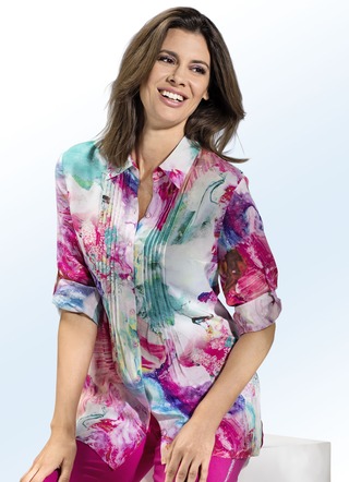 Longbluse mit farbbrillantem Inkjet-Druck