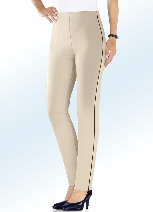 Hosen - Hose mit kontrastfarbener Zierpaspel Ansicht 4 Hosen - Hose mit kontrastfarbener Zierpaspel, in Größe 018 bis 235, in Farbe MARINE-BEIGE Ansicht 4