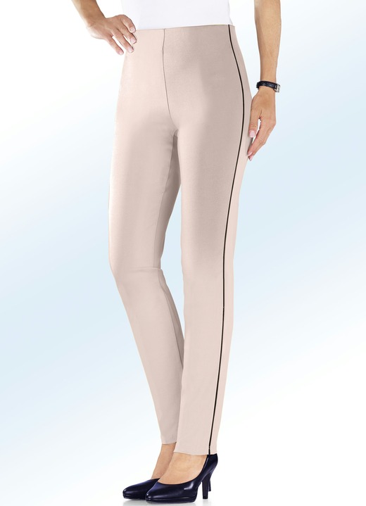 Hosen - Hose mit kontrastfarbener Zierpaspel Ansicht 3 Hosen - Hose mit kontrastfarbener Zierpaspel, in Größe 018 bis 235, in Farbe MARINE-BEIGE Ansicht 3