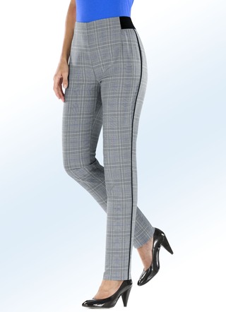 Hosen - Glencheckhose mit spezieller Bundverarbeitung – Farbe SCHW.-WEISS-BLAU – Ansicht  Hosen - Glencheckhose mit spezieller Bundverarbeitung, in Größe 018 bis 235, in Farbe SCHW.-WEISS-BLAU – Farbe SCHW.-WEISS-BLAU – Ansicht