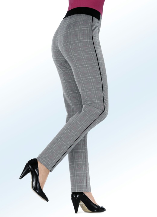 Hosen - Glencheckhose mit spezieller Bundverarbeitung Ansicht 3 Hosen - Glencheckhose mit spezieller Bundverarbeitung, in Größe 018 bis 235, in Farbe SCHW.-WEISS-BLAU Ansicht 3