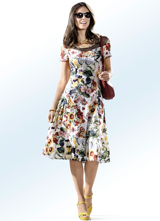 - Kleid mit extravagantem Netzeinsatz, in Größe 036 bis 054, in Farbe ECRU-BUNT Ansicht 2