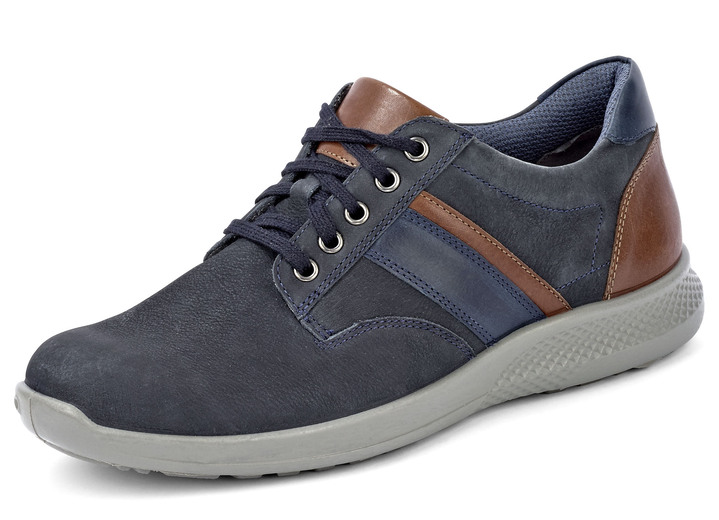 Slipper & Schnürschuhe - GINO GALANTE, bequeme Herren-Schnürschuhe, Weite K, mit herausnehmbarem Fußbett, in Größe 040 bis 047, in Farbe MARINE-COGNAC Ansicht 1