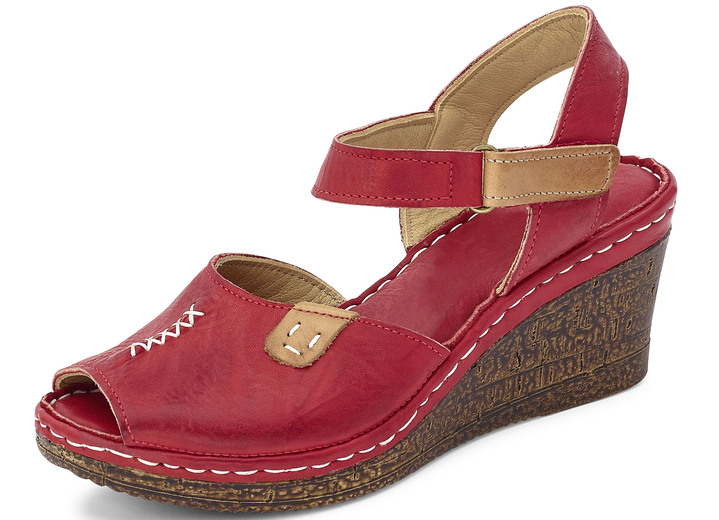 Sandaletten & Pantoletten - Gemini Sandalette aus schattiertem Rind-Nappaleder, in Größe 036 bis 041, in Farbe ROT-COGNAC Ansicht 1