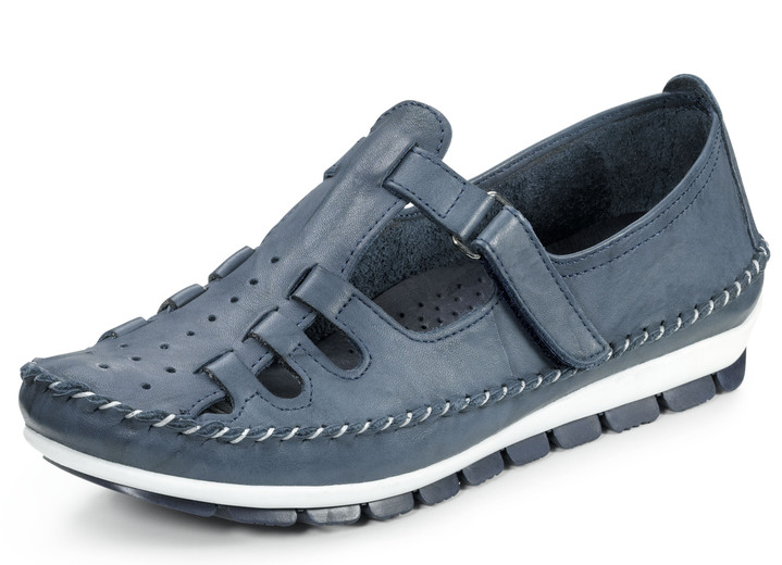 Schuhe - Gemini Mokassin-Slipper in sommerlichem Design, in Größe 035 bis 042, in Farbe MARINE Ansicht 1
