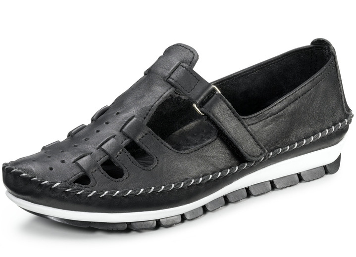 Slipper & Schnürschuhe - Gemini Mokassin-Slipper in sommerlichem Design, in Größe 035 bis 042, in Farbe SCHWARZ Ansicht 1