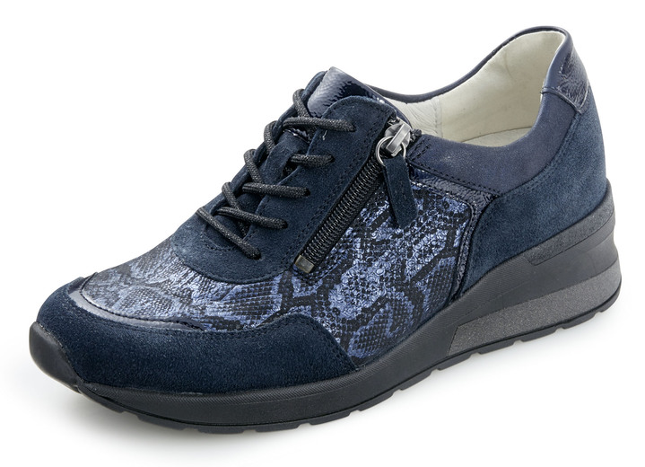 Slipper & Schnürschuhe - Waldläufer, bequeme Damen-Schnürschuhe, Weite H, mit herausnehmbarem Fußbett, in Größe 4 1/2 bis 9, in Farbe WEISS-ROSÉGOLD Ansicht 3