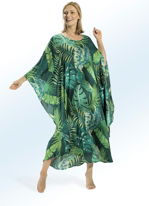Hauskleider - Kaftan in Schlupfform, in Größe L bis XXL, in Farbe GRÜN-LIMONE Ansicht 1
