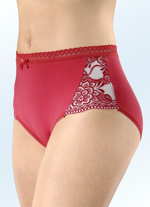 - Viererpack Slips mit elastischen Flockprint-Tülleinsätzen, in Größe 038 bis 052, in Farbe ROT Ansicht 1