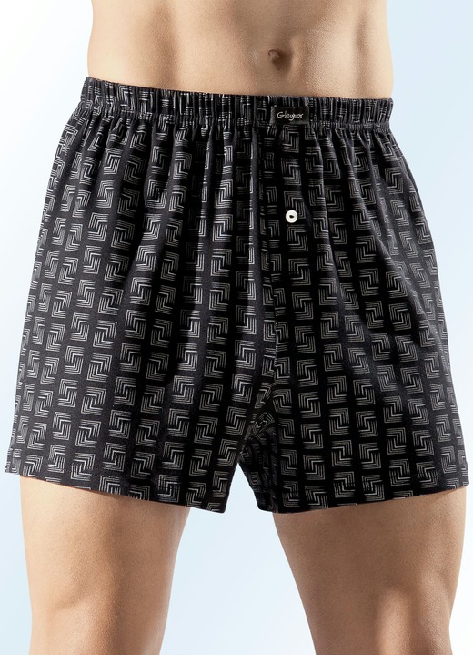 Pants & Boxershorts - Fünferpack Boxershorts, allover dessiniert, in Größe 005 bis 013, in Farbe 3X SCHWARZ-BUNT, 2X GRAU MELIERT-BUNT