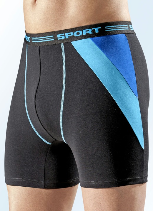 Pants & Boxershorts - Viererpack Pants, uni mit Einsätzen und Ziernähten, in Größe 005 bis 011, in Farbe 2X SCHWARZ, 2X MARINE