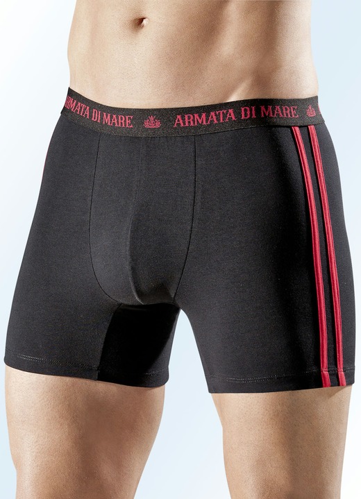 Pants & Boxershorts - Viererpack Pants, uni mit Kontraststreifen, in Größe 005 bis 011, in Farbe 2X MARINE-ROT, 2X UNI MARINE Ansicht 2