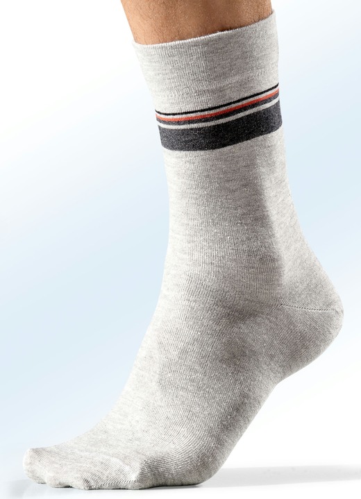 Strümpfe - Fünferpack Socken, Schaft und Bund extra weit, in Größe 001 (Schuhgrösse 39-42) bis 003 (Schuhgrösse 47-50), in Farbe 2X HELLGRAU, 3X ANTHRAZIT Ansicht 1