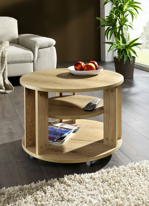 Couchtische - Couchtisch mit 2 Ablageflächen und 4 Rollen, in Farbe EICHE SONOMA Ansicht 3
