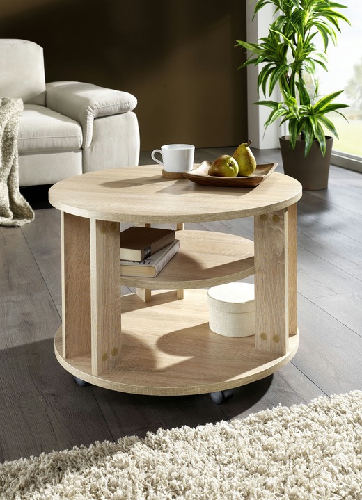 Couchtische - Couchtisch mit 2 Ablageflächen und 4 Rollen, in Farbe EICHE SONOMA Ansicht 4