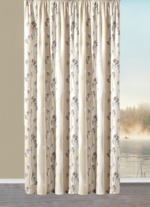 Klassisch - Übergardine aus Satin mit Universalschienenband, in Größe 340 (H125xB 65 cm) bis 456 (H245xB140 cm), in Farbe BEIGE Ansicht 1