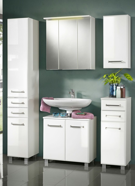 Badezimmermöbel - Hochwertiges Badmöbel Programm in modernem Design, in Farbe WEISS, in Ausführung Waschbecken-Unterschrank Ansicht 1