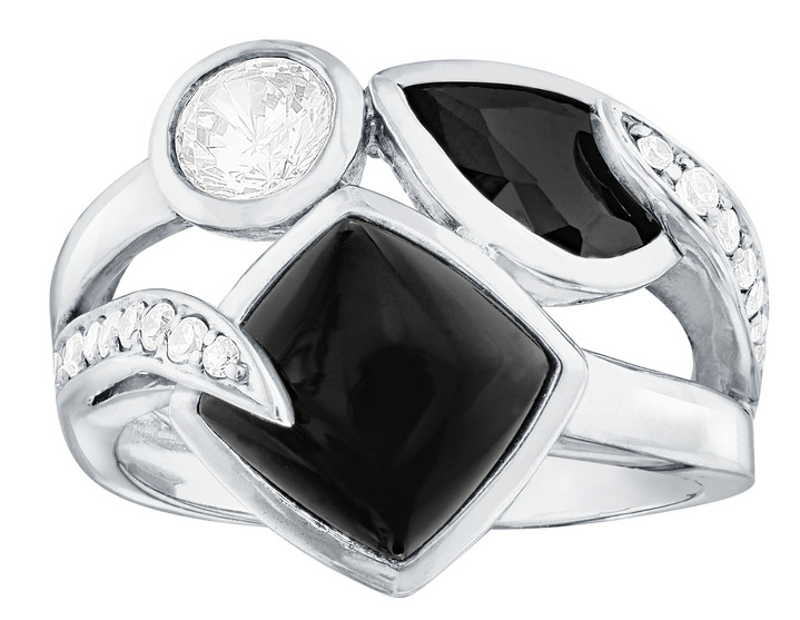 Ringe - Massiver Damenring mit Onyx Ansicht 2 Ringe - Massiver Damenring mit Onyx, in Größe 160 bis 220, in Farbe  Ansicht 2