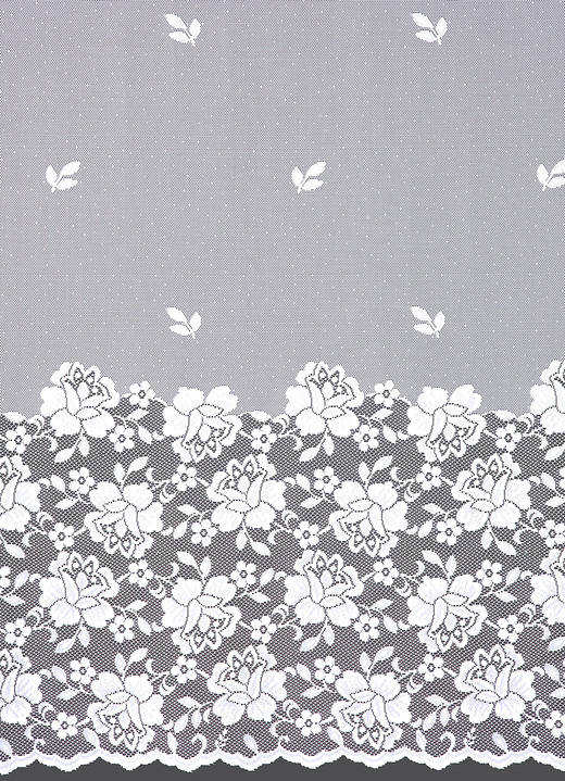 Klassisch - Filigraner Blumenfenster-Store mit Automatikfaltenband 1:3, in Größe 140 (H120xB300 cm) bis 181 (H175xB600 cm), in Farbe WEISS Ansicht 2