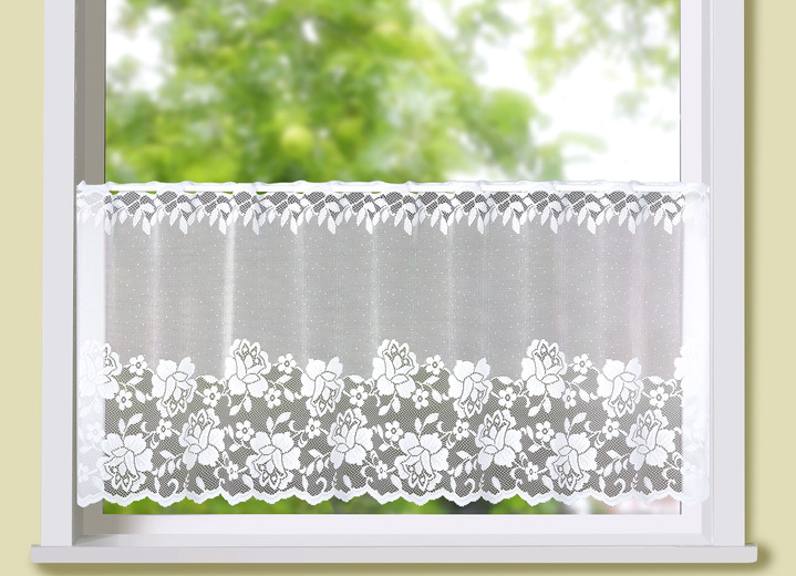 Kurzgardinen - Toller Kurzstore mit Stangendurchzug, in Größe 660 (H30xB100 cm) bis 876 (H50xB150 cm), in Farbe WEISS Ansicht 2