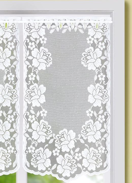 Klassisch - Praktischer Fenster- und Türbehang mit Stangendurchzug Ansicht 2 Klassisch - Praktischer Fenster- und Türbehang mit Stangendurchzug, in Größe 309 (2x Fensterbehang, H80xB40 cm) bis 349 (1x Türbehang, H180xB90 cm), in Farbe WEISS Ansicht 2