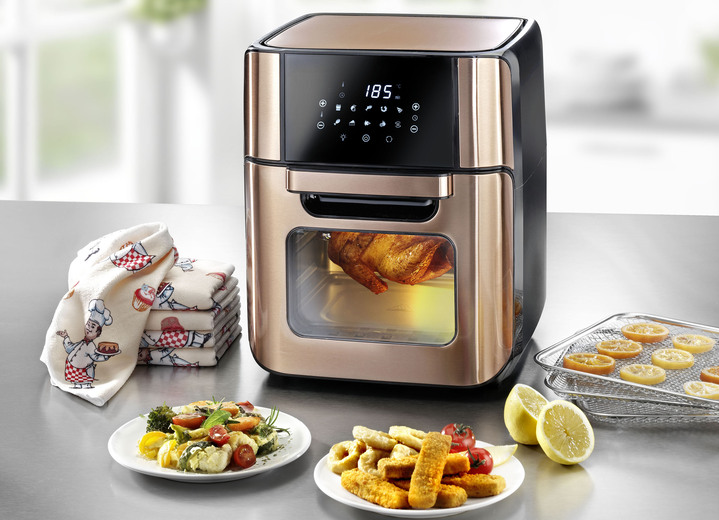 Kochen & Grillen - 10-in-1 Heißluft-Fritteuse , in Farbe SCHWARZ-ROSÉGOLD Ansicht 1