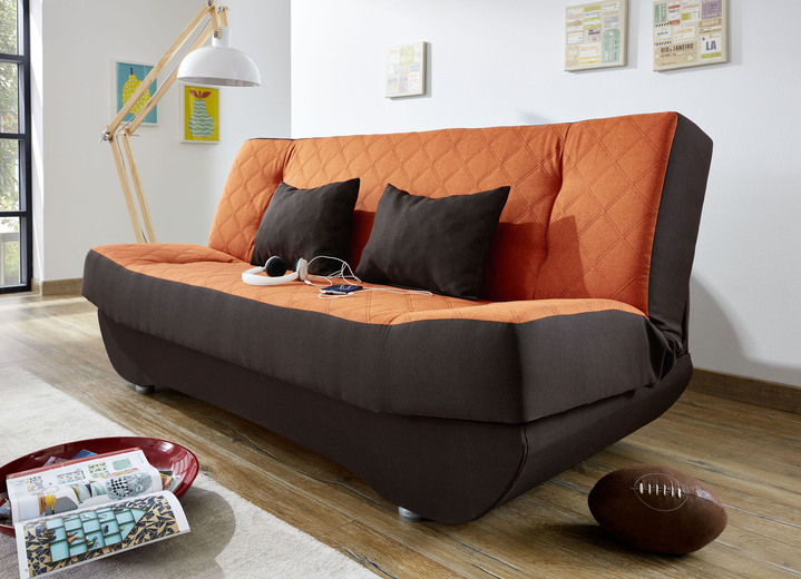 klick klack sofa mit dekokissen und bettkasten polstermobel bader