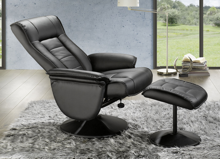 - Relaxsessel mit Hocker, in Farbe SCHWARZ Ansicht 2