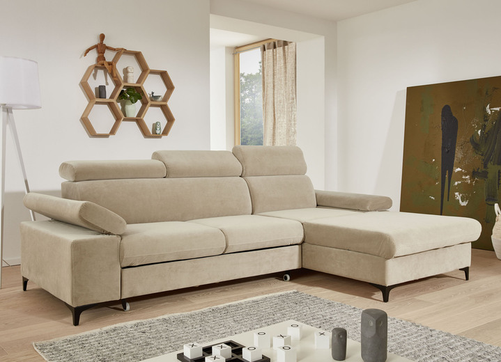 Polsterecken - Polsterecke mit Bettfunktion und Bettkasten in der Ottomane, in Farbe BLAU Ansicht 3