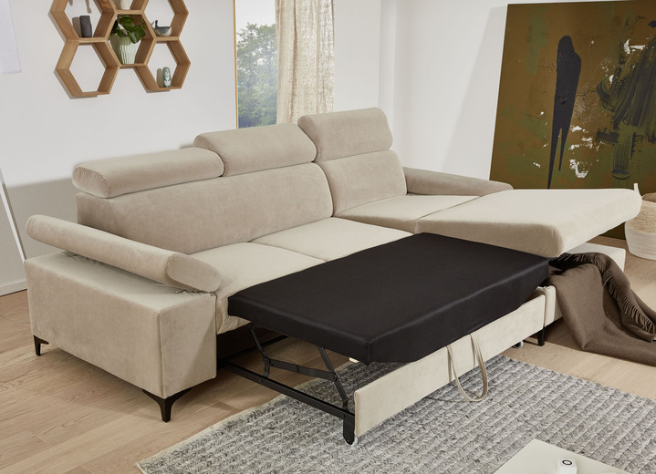 Polsterecken - Polsterecke mit Bettfunktion und Bettkasten in der Ottomane, in Farbe BLAU Ansicht 4