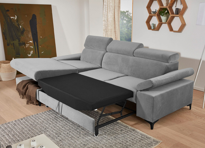 Polsterecken - Polsterecke mit Bettfunktion und Bettkasten in der Ottomane, in Farbe BLAU Ansicht 10