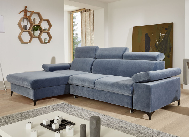 Polsterecken - Polsterecke mit Bettfunktion und Bettkasten in der Ottomane, in Farbe BLAU Ansicht 7