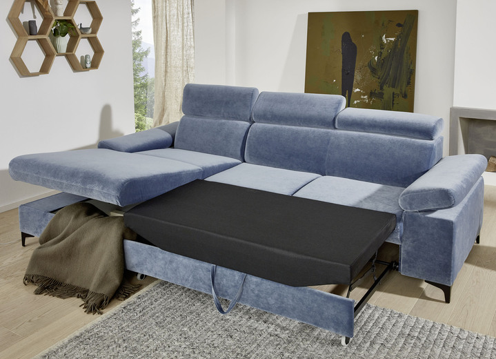 Polsterecken - Polsterecke mit Bettfunktion und Bettkasten in der Ottomane, in Farbe BLAU Ansicht 8