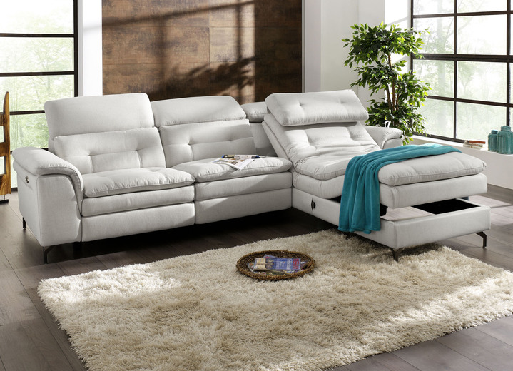 Polsterecken - Polsterecke mit verstellbarer Kopfstütze und Ottomane, in Farbe GRAU, in Ausführung mit manuell verstellbarer Kopfstütze Ansicht 10