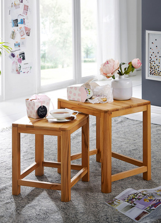 Beistelltische - Zweisatztisch aus Massivholz in geölter Ausführung, in Farbe WILDEICHE