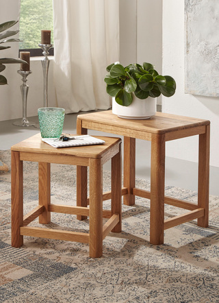 Beistelltische - Zweisatztisch aus Massivholz in geölter Ausführung, in Farbe WILDEICHE