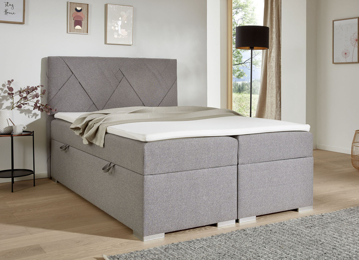 - Boxspringbett mit Topper, in Farbe GRAU Ansicht 1
