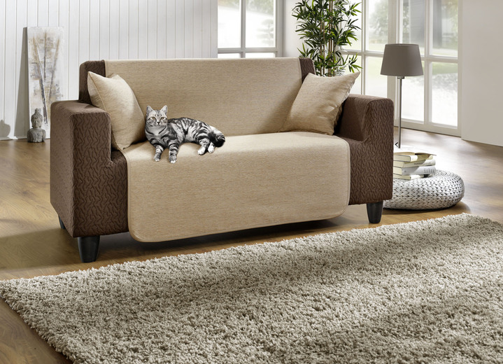 Wohnaccessoires - Wohnaccessoires aus hochwertigem Chenille, in Größe 101 (Sesselschoner, 50x150 cm) bis 905 (Kissenbezüge, 2er-Set, 40x40 cm), in Farbe CREME Ansicht 6