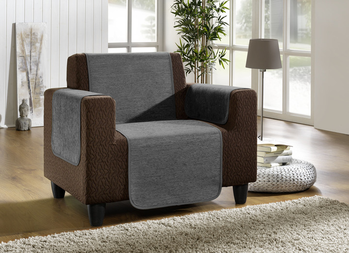 Sessel- & Sofaüberwürfe - Unempfindliche Sessel-,Couch- und Armlehnenschoner aus Chenille, in Größe 101 (Sesselschoner, 50x150 cm) bis 905 (2 Kissenbezüge, 40x 40 cm), in Farbe CREME Ansicht 14